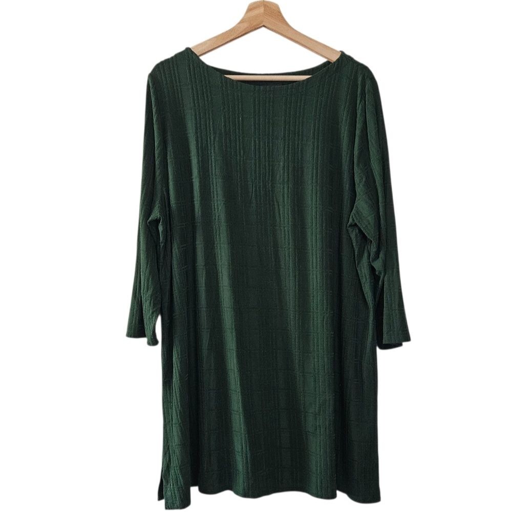 J Jill Wearever Collection Hunter Green Flowy Ribbed Tunic Top Comfy Stretch XL